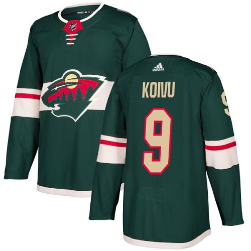 Men's Adidas Minnesota Wild #9 Mikko Koivu Green Stitched NHL Jersey